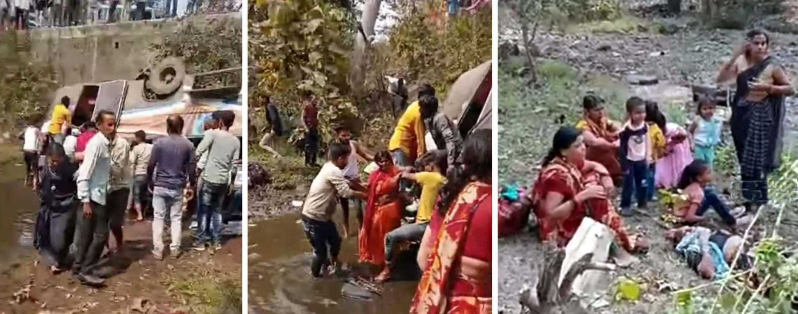 भैरूघाट पर बस पलटी, खंडवा की दो महिलाओं की मौत