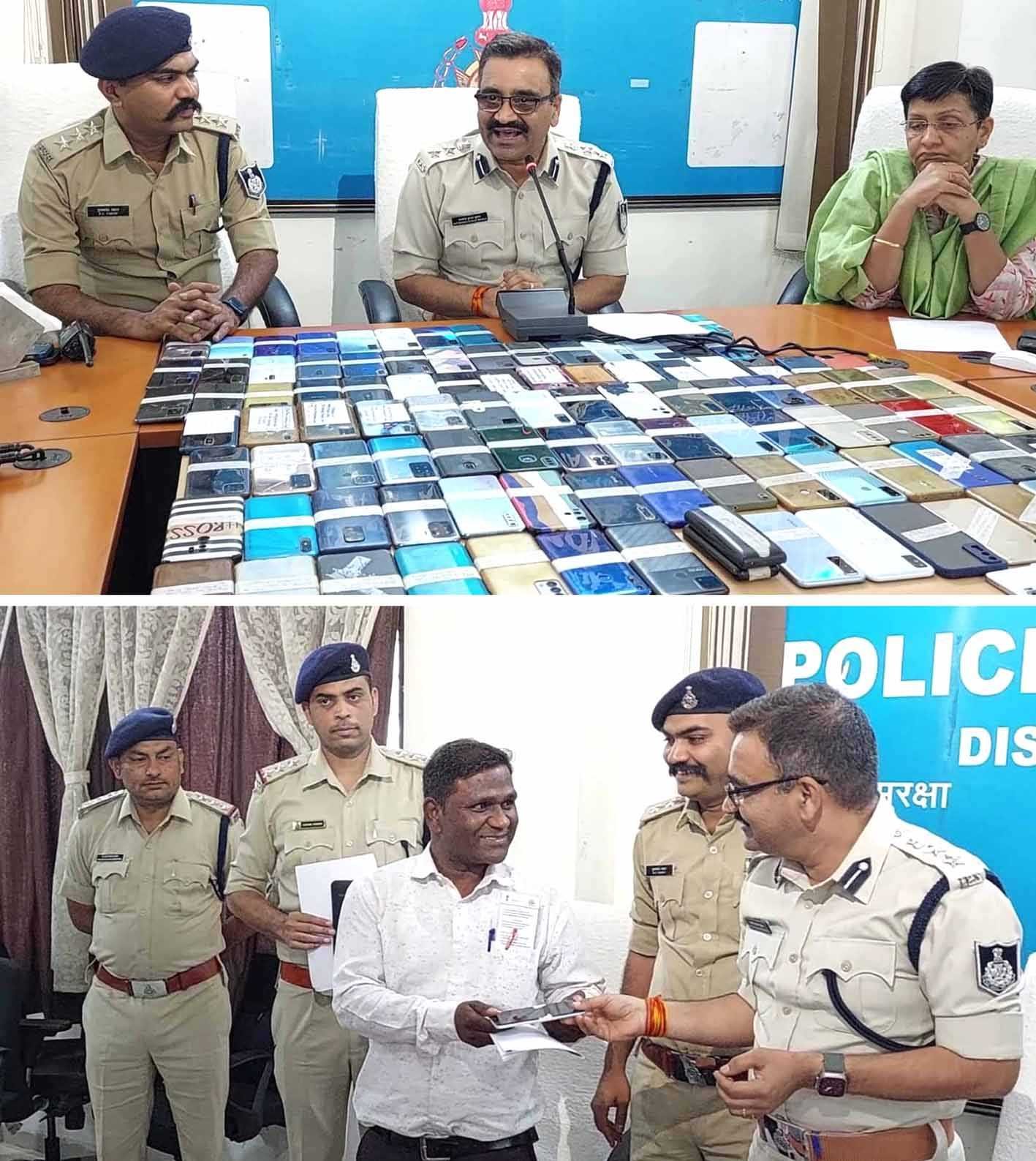 जिले के विभिन्न थाना क्षेत्रों से 114 मोबाइल बरामद