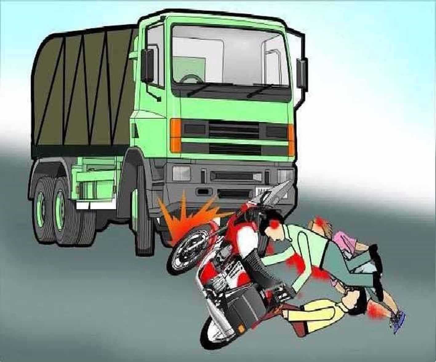 डंपर ने पीछे से मारी टक्कर…  सड़क हादसे में एक की मौत, दो घायल