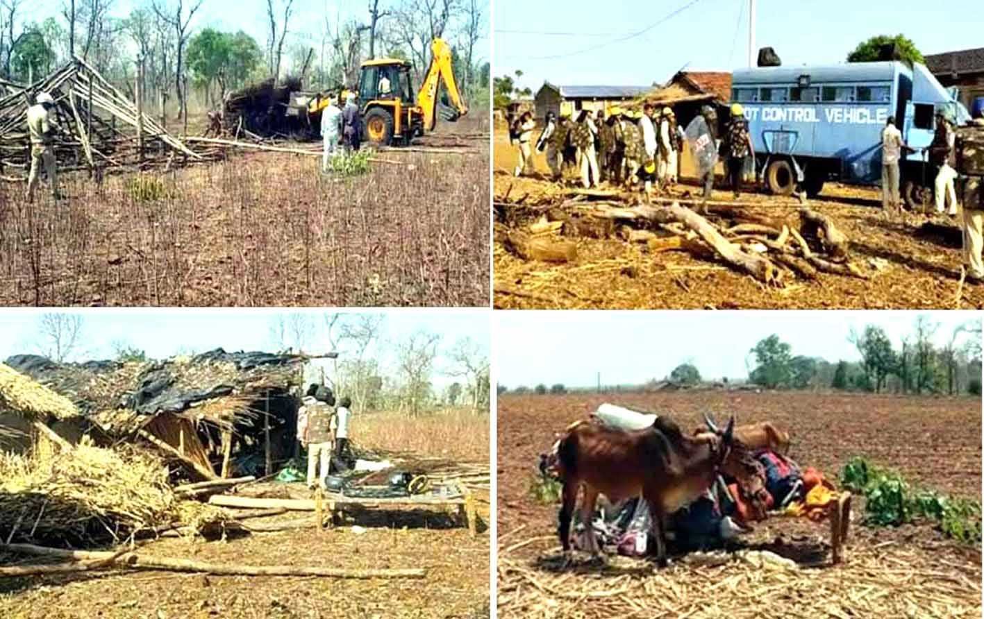 गुड़ी रेंज के भिलाईखेड़ा जंगल में वन विभाग और पुलिस की कार्रवाई