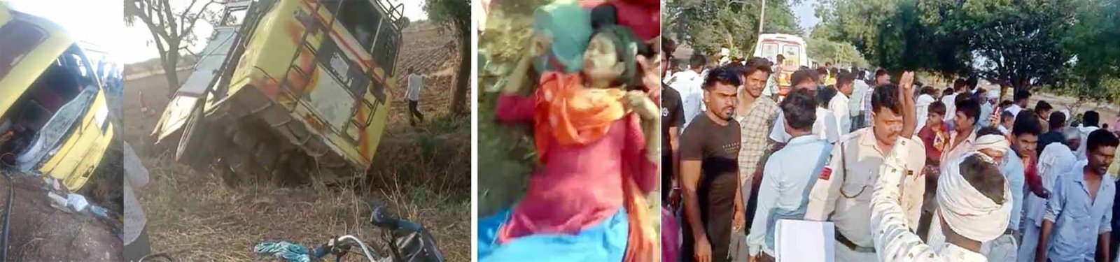 बस पलटी, एक दर्जन लोग घायल, बड़ा हादसा टला