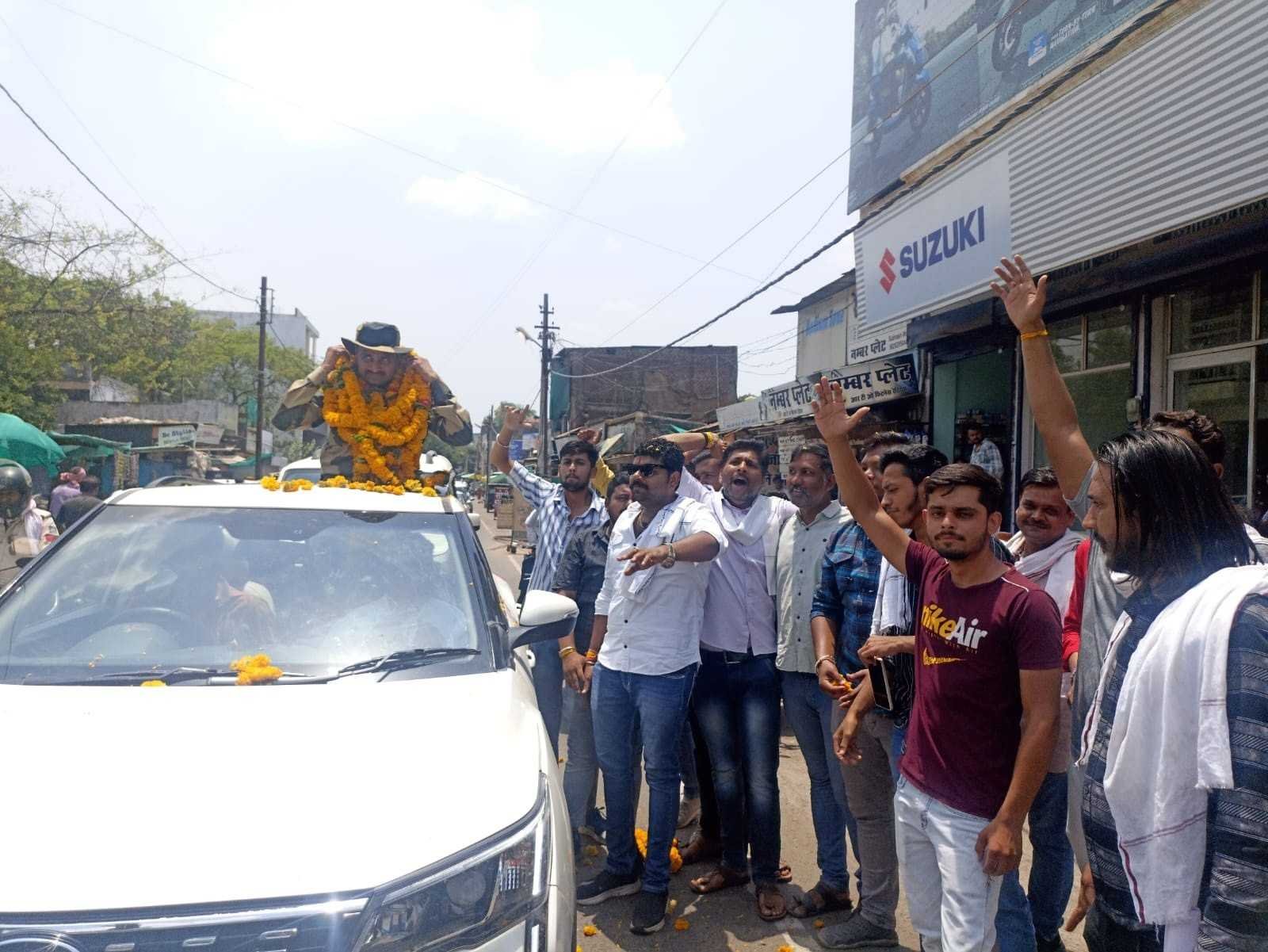 भारछासं ने किया बीएसएफ जवान का स्वागत