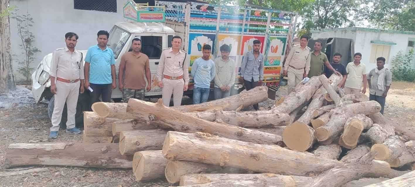 देर रात तस्करों को दबोचा….  वन अमले ने पकड़ी सागौन से भरी पिकअप