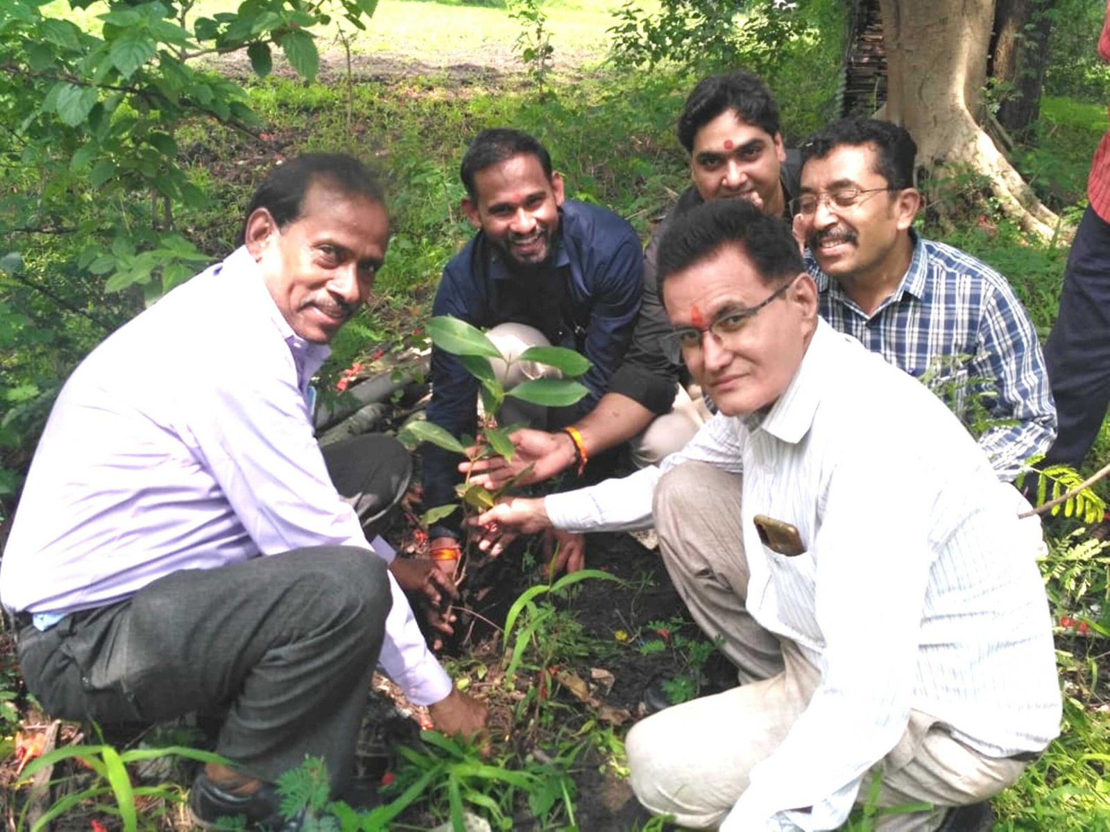 खादी उत्पादन केंद्र पर किया पौधारोपण