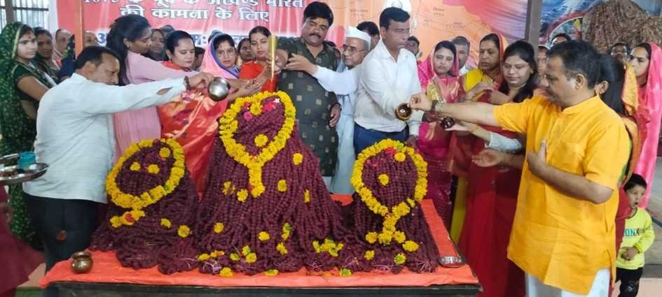 शनि प्रदोष पर महादेवगढ़ में रुद्राक्ष से बने शिवलिंग का सरसों के तेल से रुद्राभिषेक