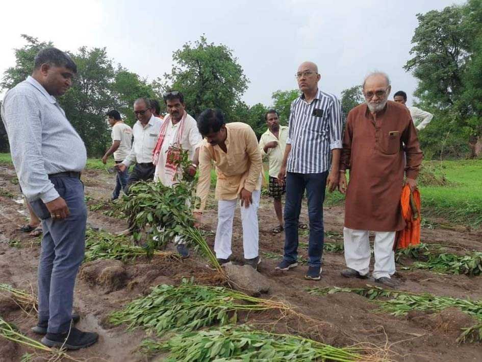 अधिक वर्षा के कारण फसल की हुई नुकसानी देखने गांव में पहुंचे विधायक