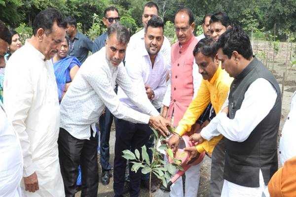 मुख्यमंत्री श्री चौहान ने मौलश्री, जामुन और कदम्ब के पौधे रोपे