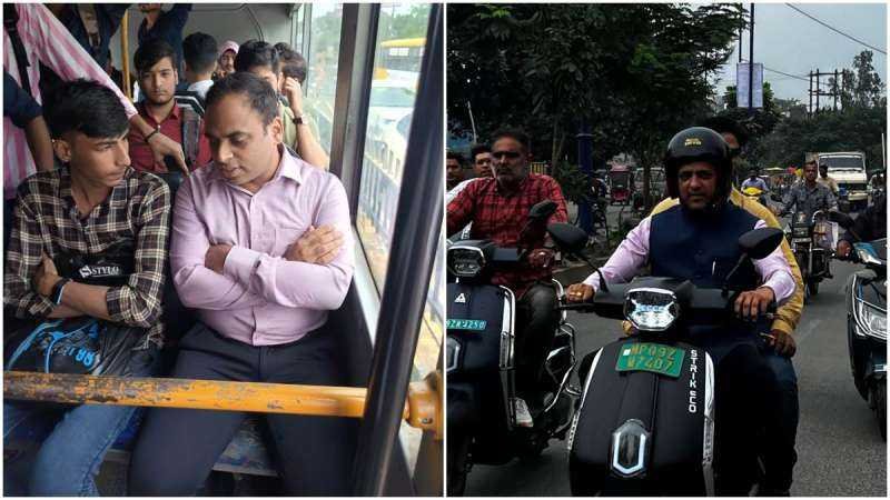 इंदौर में मन रहा नो-कार डे, कलेक्‍टर बस से और महापौर ई-‍बाइक से पहुंचे कार्यालय