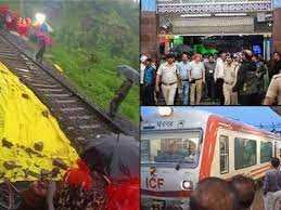 बारिश के कारण रेलवे ट्रैक धंसा, रेलगाडियों पर पडा असर