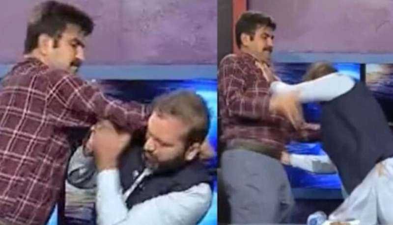 लाइव शो में नेताओं में मारपीट