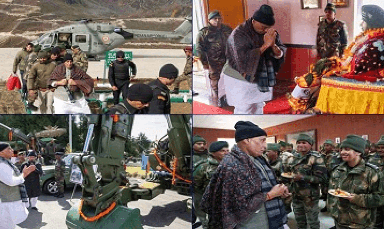 रक्षामंत्री राजनाथ सिंह ने तवांग में सैनिकों के साथ मनाया दशहरा
