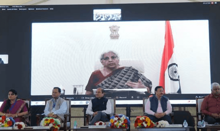 केंद्रीय वित्त मंत्री निर्मला सीतारमण ने जीएसटी भवन, तिरूपति के भूमि पूजन और शिलान्यास समारोह को वर्चुअल रूप में संबोधित किया