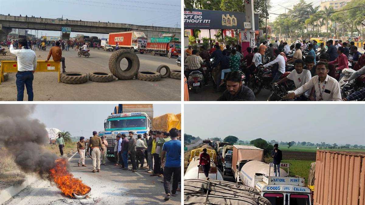 मध्य प्रदेश में चालकों की हड़ताल का असर, आवागमन प्रभावित, हाइवे जाम, पेट्रोल पंपों पर लगी भीड़, देखें तस्‍वीरें