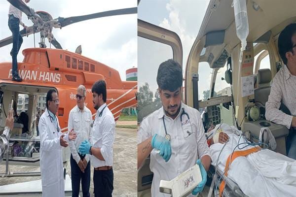 बैतूल के मरीज श्री शेकलाल को उपचार के लिये एयर एम्बुलेंस से भेजा भोपाल
