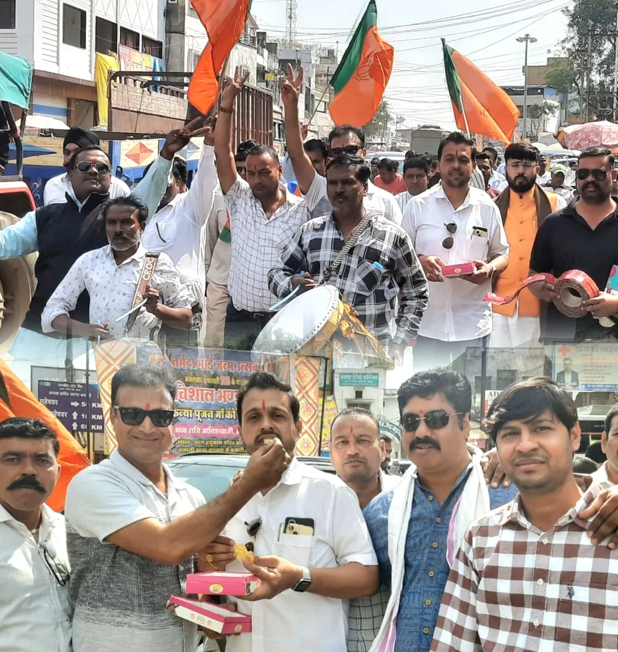 27 साल बाद दिल्ली में भाजपा की जीत पर बड़वाह में मनाया जश्न