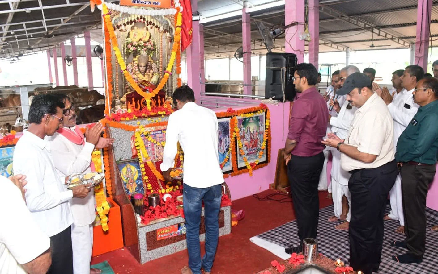 कलेक्टर ने माँ रेवा गौ-शाला में किया गोवर्धन पूजन