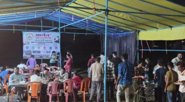 पैदल यात्रियों के लिए भोजन प्रसादी भंडारे का हुआ आयोजन